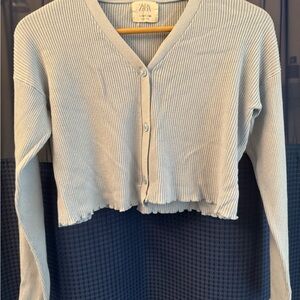 Zara Light Blue Ribbed Cardigan
